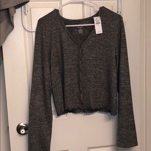 Grey Long Sleeve Crop Top